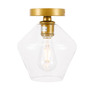 Gene 1 light Brass and Clear glass Flush mount