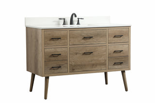 48 inch Single bathroom vanity in natural oak with backsplash