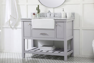 42 inch Single bathroom vanity in grey with backsplash