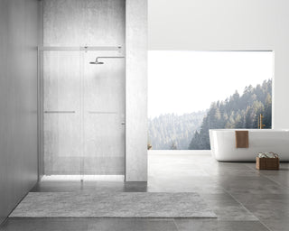 Semi-frameless shower door 48 x 76 Brushed Nickel