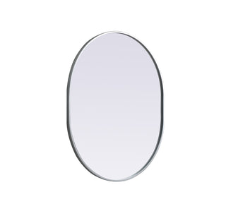 Metal Frame Oval Mirror 30x36 Inch in Silver