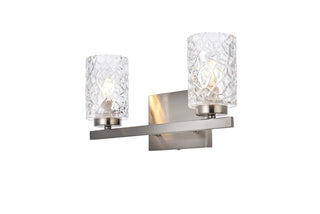 Cassie 2 lights bath sconce in satin nickel with clear shade