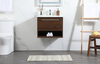 24 inch Single bathroom vanity in walnut