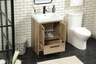 24 inch Single bathroom vanity in natural oak