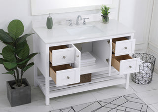 48 inch Single Bathroom Vanity in White with Backsplash