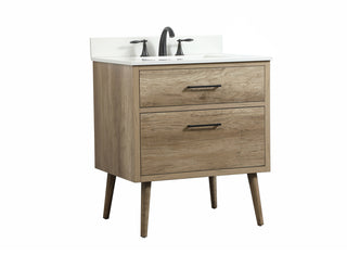 30 inch Single bathroom vanity in natural oak with backsplash