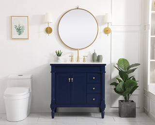 36 inch Single bathroom vanity in blue