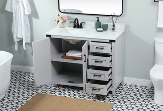 42 inch Single bathroom vanity in grey with backsplash