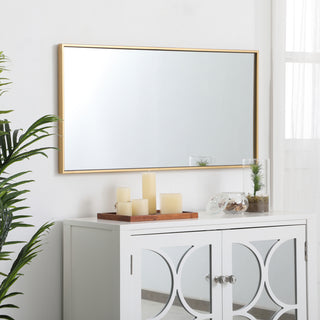 Metal frame rectangle mirror 18 inch in Brass