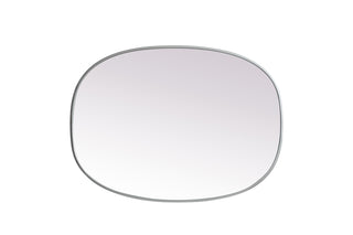 Metal Frame Oval Mirror 27x36 Inch in Silver