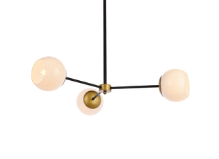 Briggs 32 inch pendant in black and brass with white shade