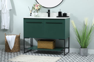 40 inch Single bathroom vanity in green with backsplash