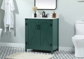 30 inch Single bathroom vanity in green with backsplash