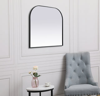 Metal Frame Arch Mirror 42x38 Inch in Black