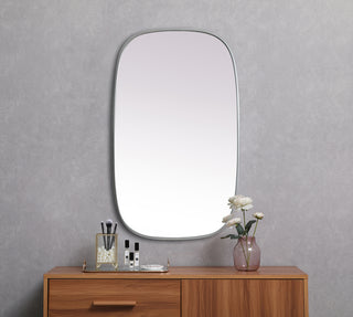 Metal Frame Oval Mirror 24x40 Inch in Silver