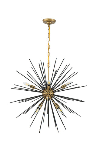 Timber 8 light Brass and Black pendant