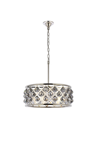 Madison 5 light polished Nickel Chandelier Silver Shade (Grey) Royal Cut Crystal