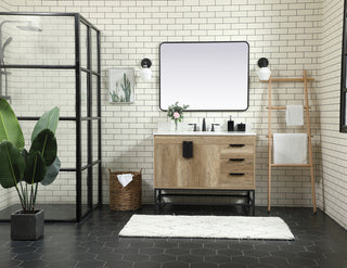 42 inch Single bathroom vanity in natural oak with backsplash
