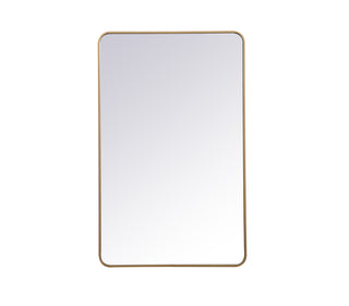 Soft corner metal rectangular mirror 30x48 inch in Brass