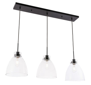 Frey 3 light Black and Clear glass pendant