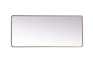 Soft Corner Metal Rectangle Full Length Mirror 32x72 Inch in Brass