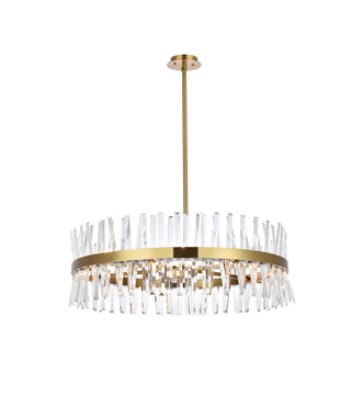 Serephina 36 inch crystal round chandelier light in satin gold