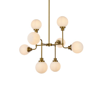 Hanson 8 lights pendant in brass with frosted shade