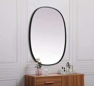 Metal Frame Oval Mirror 30x36 Inch in Black