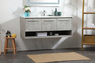 48 inch Single bathroom vanity in concrete grey with backsplash