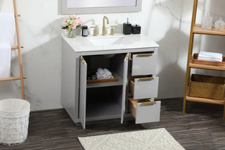 36 inch Single bathroom vanity in grey with backsplash