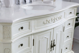 48 inch Single Bathroom vanity in antique white  with ivory white engineered marble