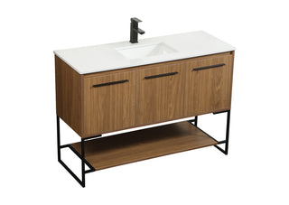 48 inch Single bathroom vanity in walnut brown