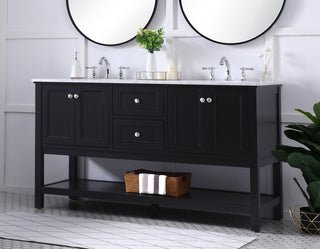 60 in. double sink bathroom vanity set in Black