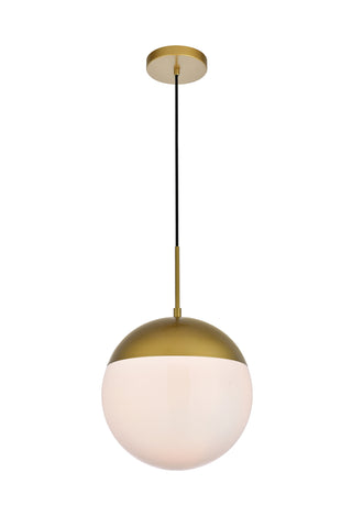 Eclipse 1 Light Brass Pendant With Frosted White Glass