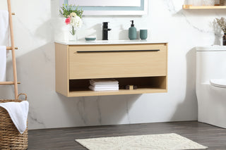 40 inch Single bathroom vanity in maple with backsplash