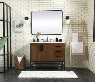 42 inch Single bathroom vanity in walnut with backsplash
