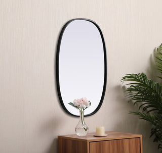 Metal Frame Oval Mirror 20x30 Inch in Black