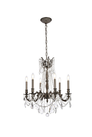 Rosalia 6 light Pewter Chandelier Clear Royal Cut Crystal