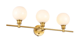 Collier 3 light Brass and Frosted white glass Wall sconce