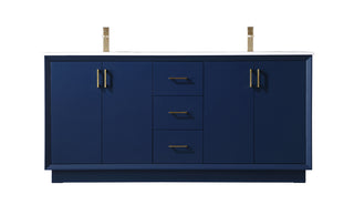 72 Inch Double Bathroom Vanity In Blue