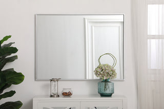 Metal frame rectangle mirror 27 inch in silver