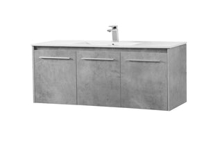 48 inch  Single Bathroom Floating Vanity in Concrete Grey