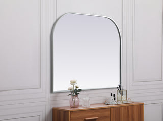 Metal Frame Arch Mirror 42x34 Inch in Silver