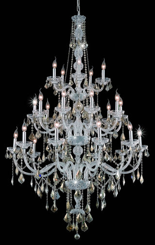 Verona 25 light Chrome Chandelier Golden Teak (Smoky) Royal Cut Crystal