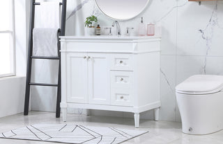 36 inch Single bathroom vanity in white with backsplash