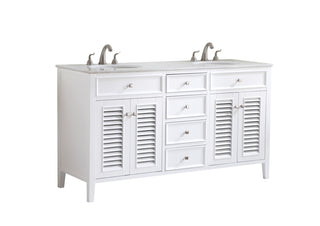 60 In. Double Bathroom Vanity Set In White