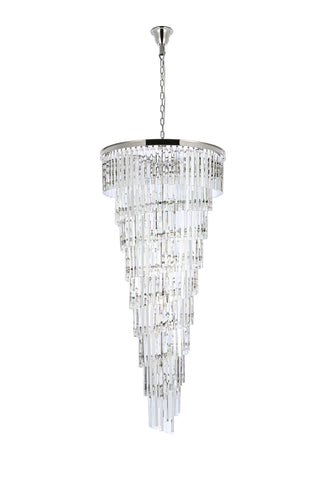 Sydney 30 inch spiral crystal chandelier in polished nickel