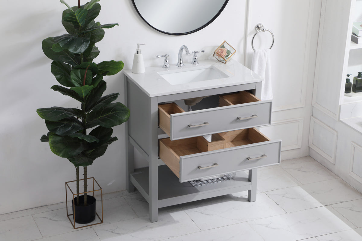 30 inch Single Bathroom Vanity in Grey