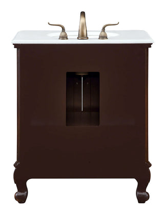 24 inch Single Bathroom vanity in Brown with ivory white engineered marble