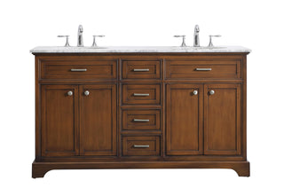 60 In. Double Bathroom Vanity Set In Teak